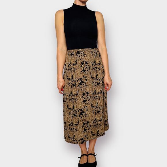 Y2K Jones New York Silk‎ Tan Black Skirt - Picture 4 of 6